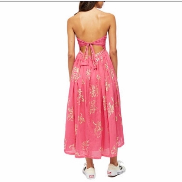 Free People Baja Babe midi dress in hot pink combo - Picture 4 of 13